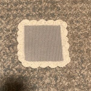 Elegant Cream and Gray Crochet Coaster